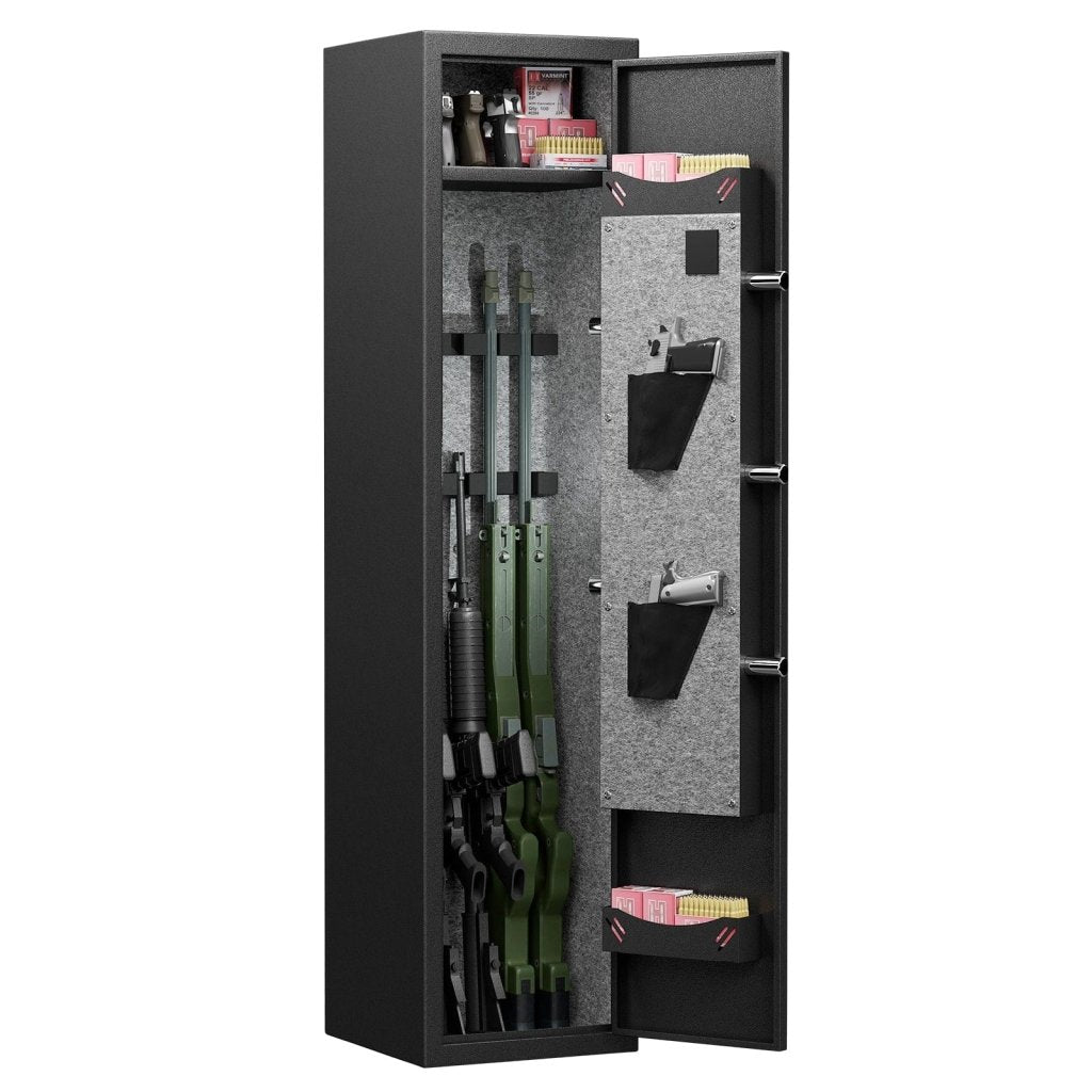 3 - 4 rifle and handgun safes, quick fingerprint with detachable rack and 2 adjustable gun slots - Bro Dreams