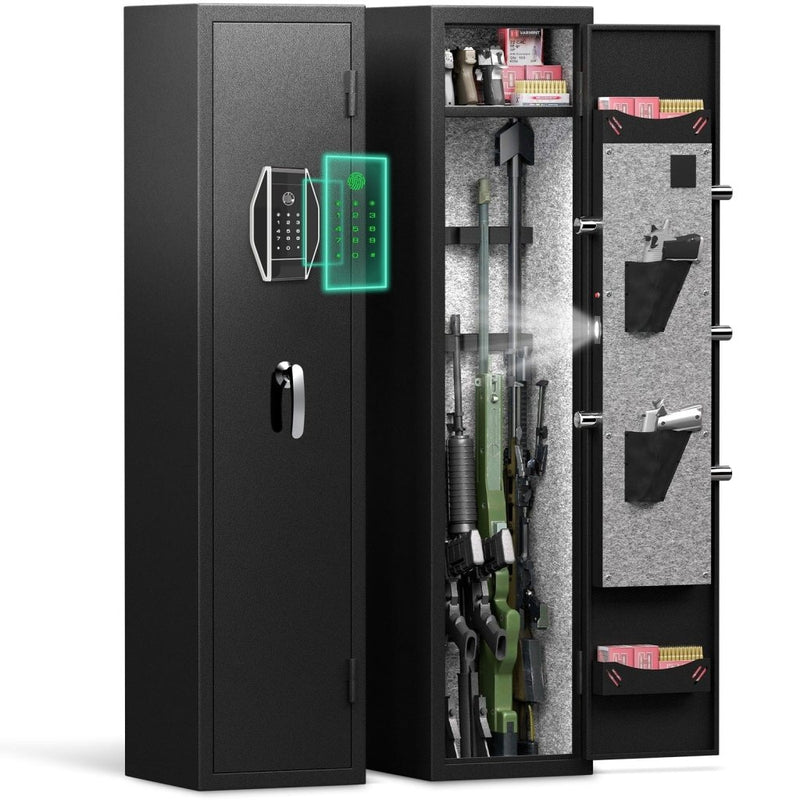 3 - 4 rifle and handgun safes, quick fingerprint with detachable rack and 2 adjustable gun slots - Bro Dreams