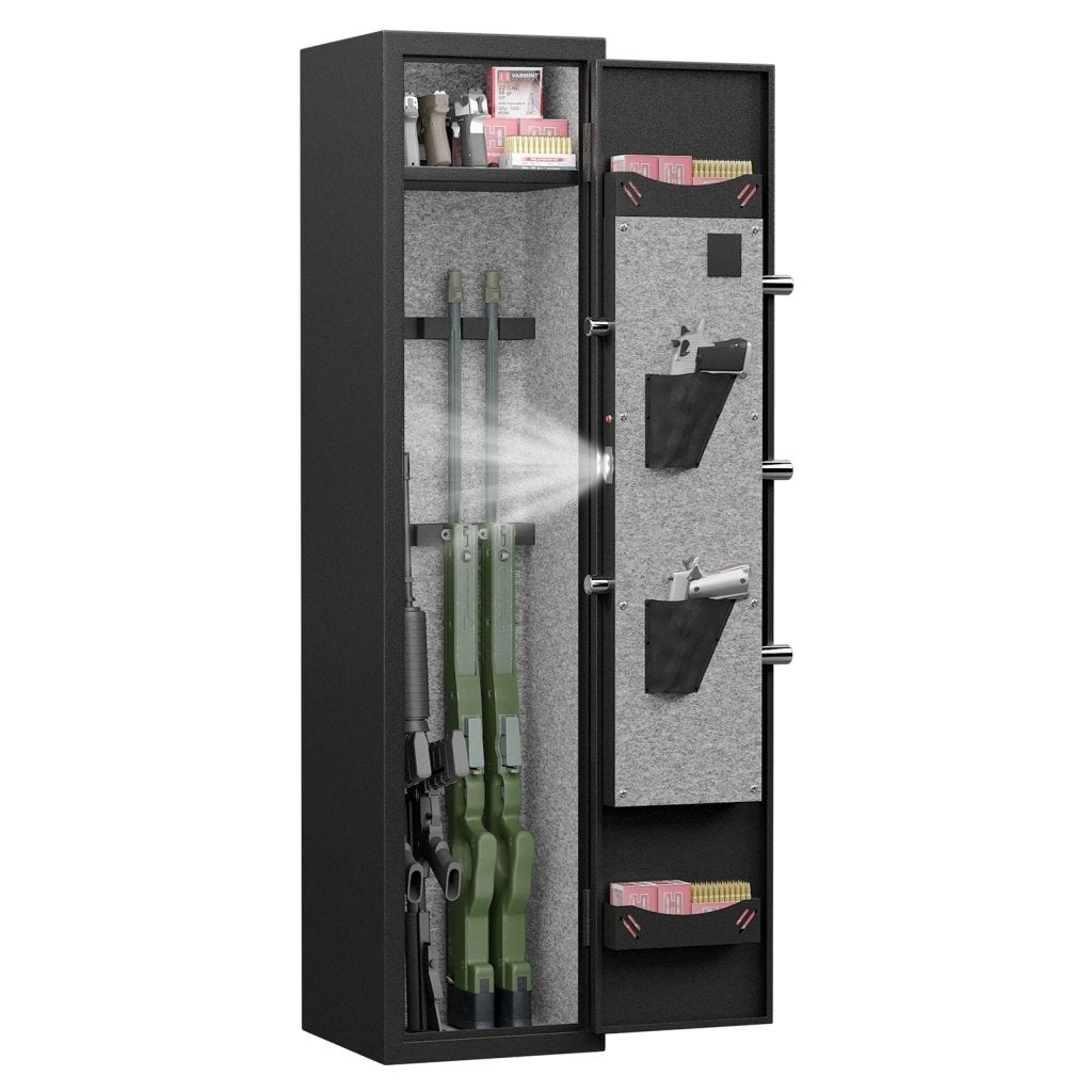 3 - 4 rifle and handgun safes, quick fingerprint with detachable rack and 2 adjustable gun slots - Bro Dreams