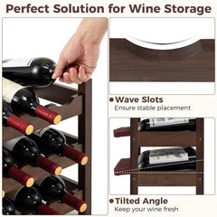 3 - Tier Bamboo Freestanding Countertop Wine Bottle Organizer - Coffee - Bro Dreams