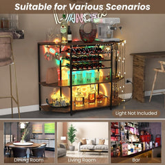 3 - Tier Wine Bar Cabinet with Storage Shelves - Brown - Bro Dreams