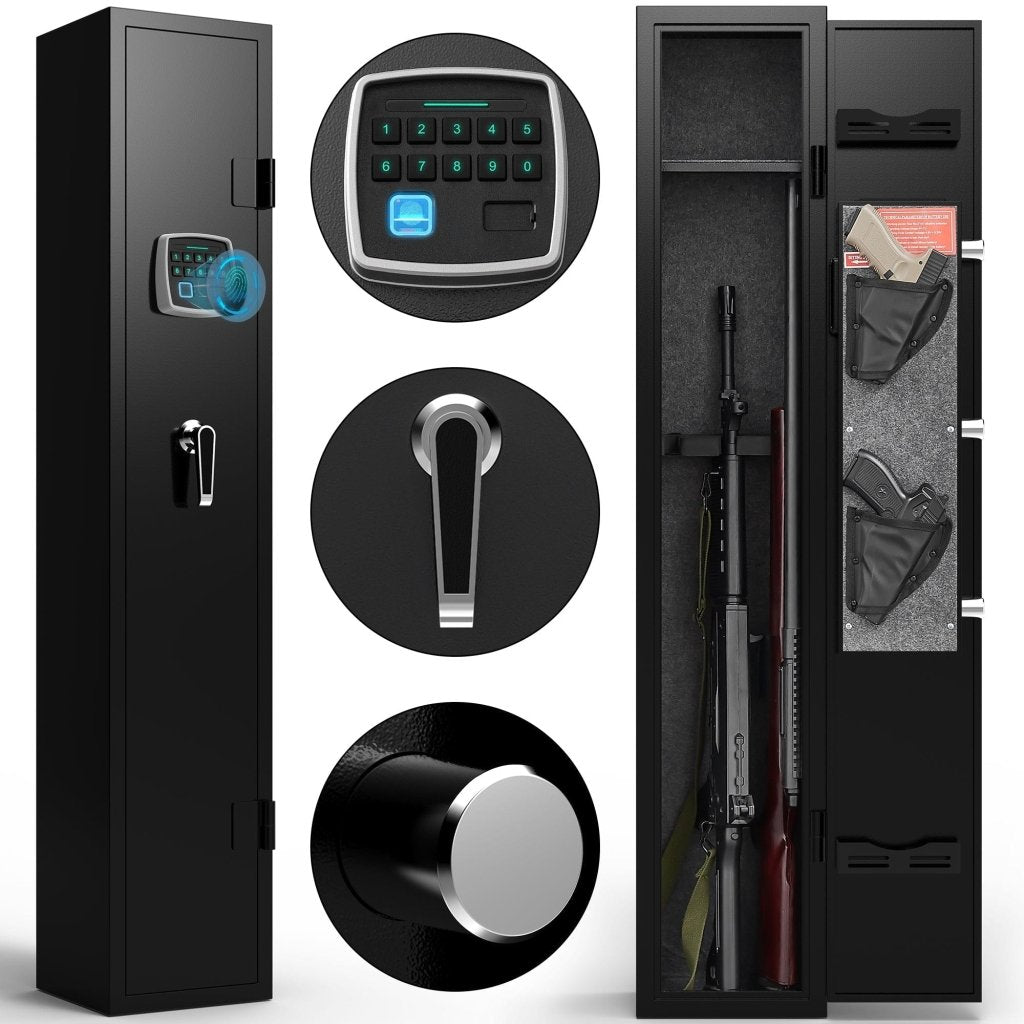 5 gun safes with 3 pistol pockets, quick access biometric adjustable heavy - duty gun rack mounted gun safes - Bro Dreams