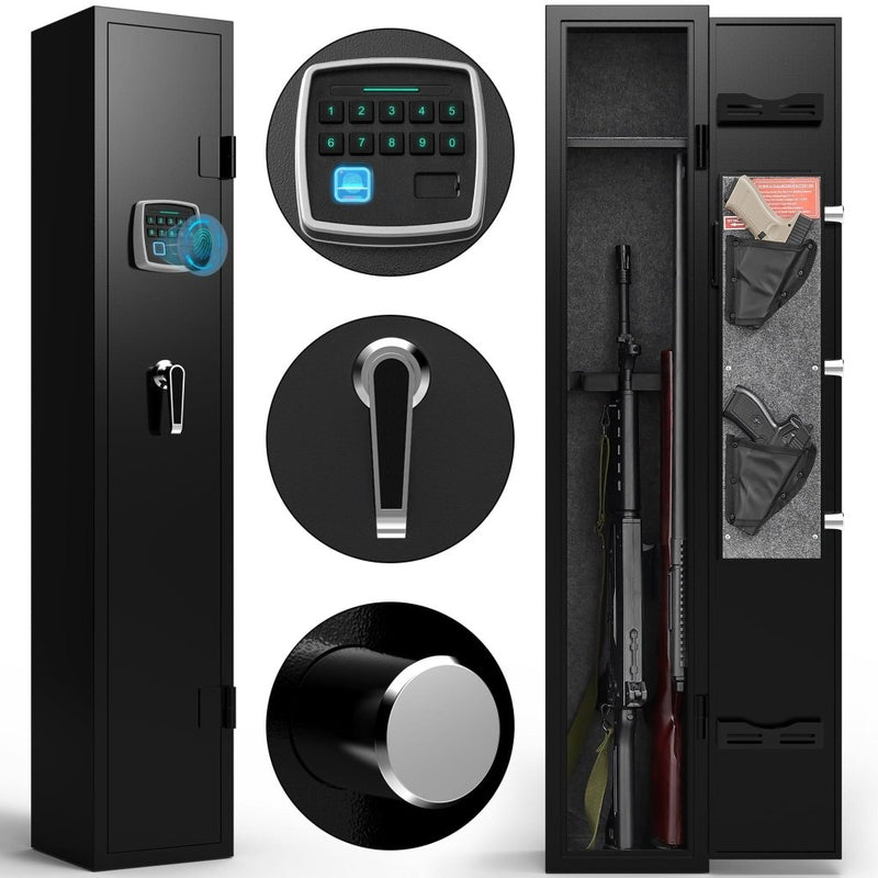 5 gun safes with 3 pistol pockets, quick access biometric adjustable heavy - duty gun rack mounted gun safes - Bro Dreams