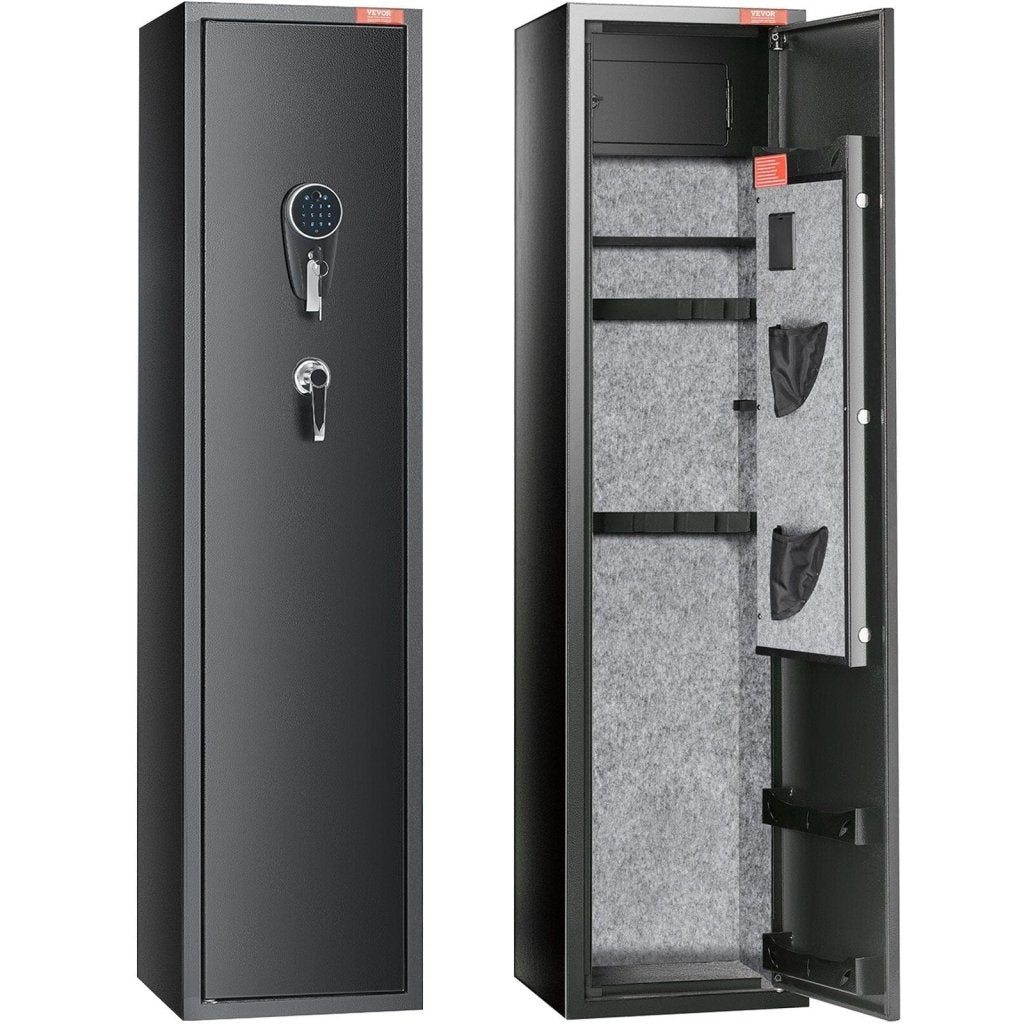 5 Rifles Gun Safe, Rifle Safe with Digital Keypad & Lock, Gun Storage Cabinet with Built - in Storage Locker, Removable Storage Shelf for Home Long Gun and Pistols - Bro Dreams