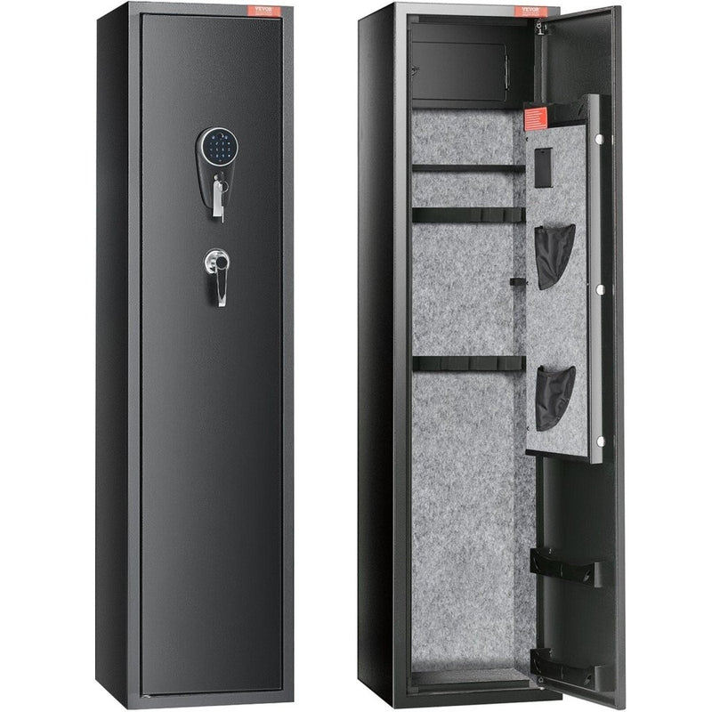 5 Rifles Gun Safe, Rifle Safe with Digital Keypad & Lock, Gun Storage Cabinet with Built - in Storage Locker, Removable Storage Shelf for Home Long Gun and Pistols - Bro Dreams