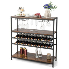 5 - tier Wine Rack Table with Glasses Holder - Bro Dreams