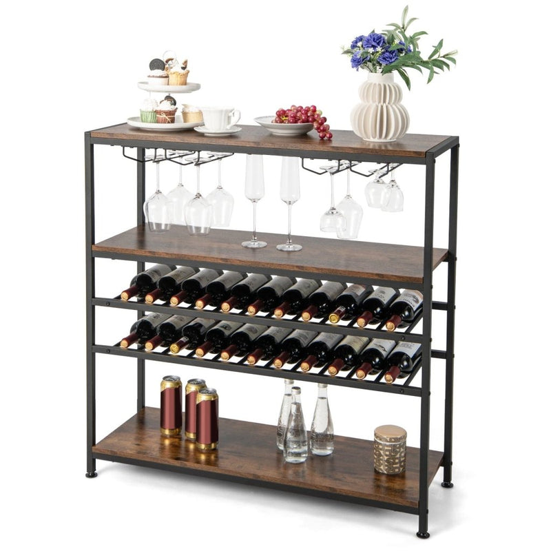 5 - tier Wine Rack Table with Glasses Holder - Bro Dreams