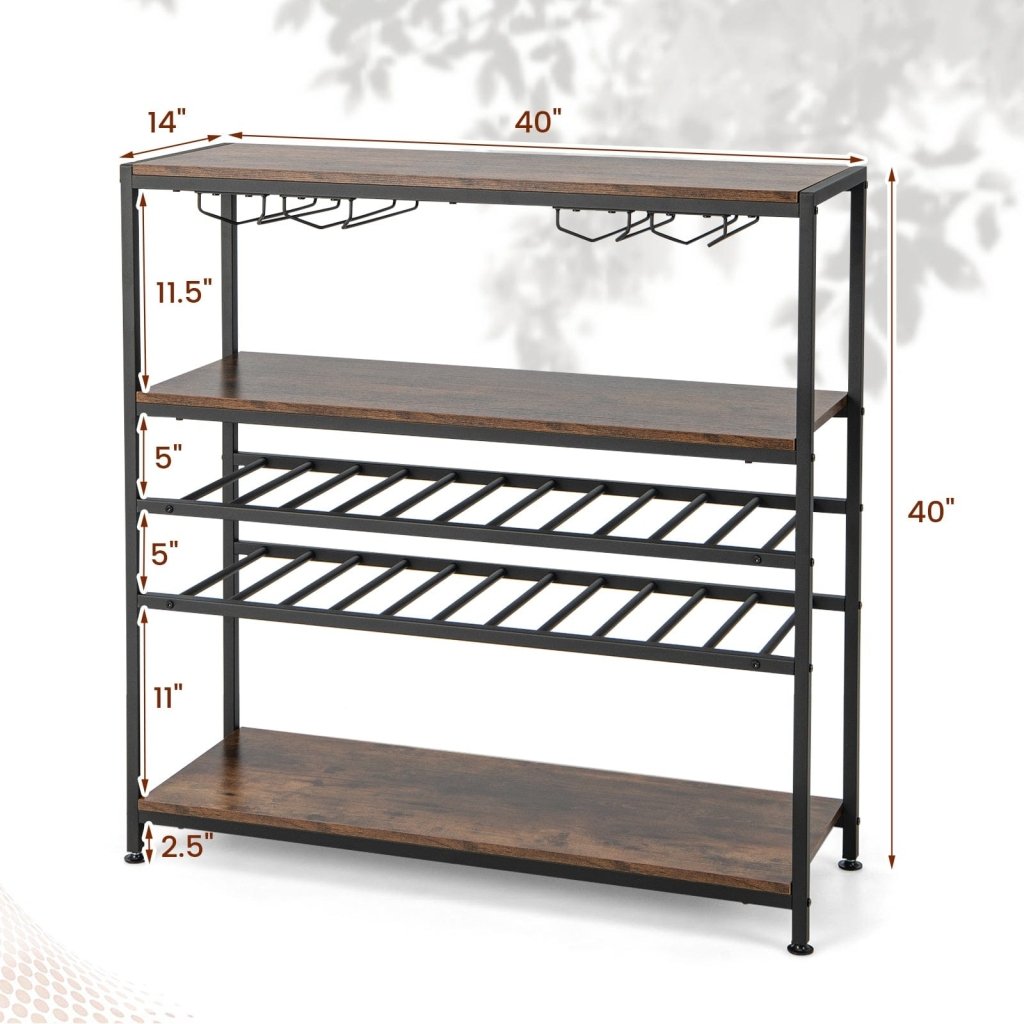 5 - tier Wine Rack Table with Glasses Holder - Bro Dreams