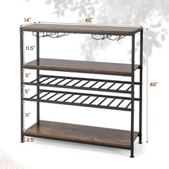 5 - tier Wine Rack Table with Glasses Holder - Bro Dreams