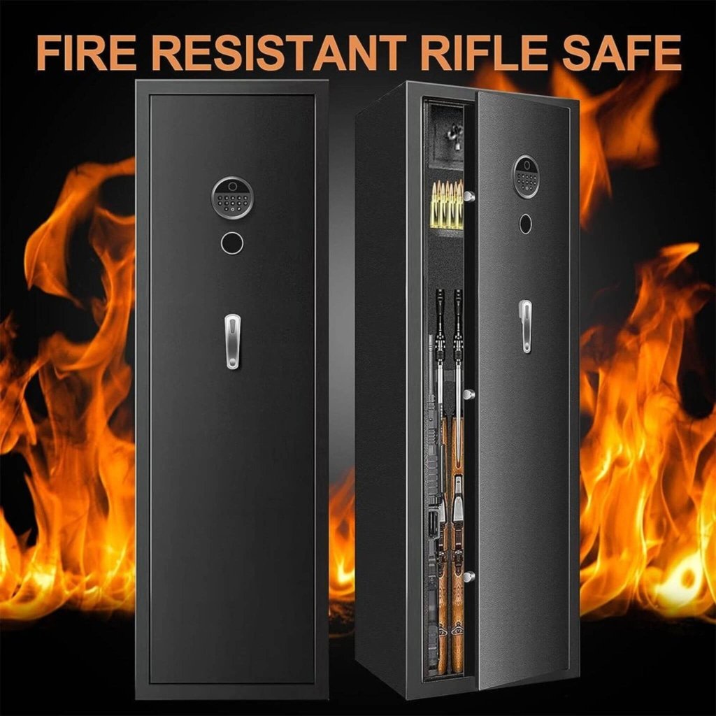 57" Heavy - Duty Anti - Theft Fireproof Biometric Gun Rifle Pistol Safe For Home, 11 - 12 Guns (SAK53816) - Bro Dreams