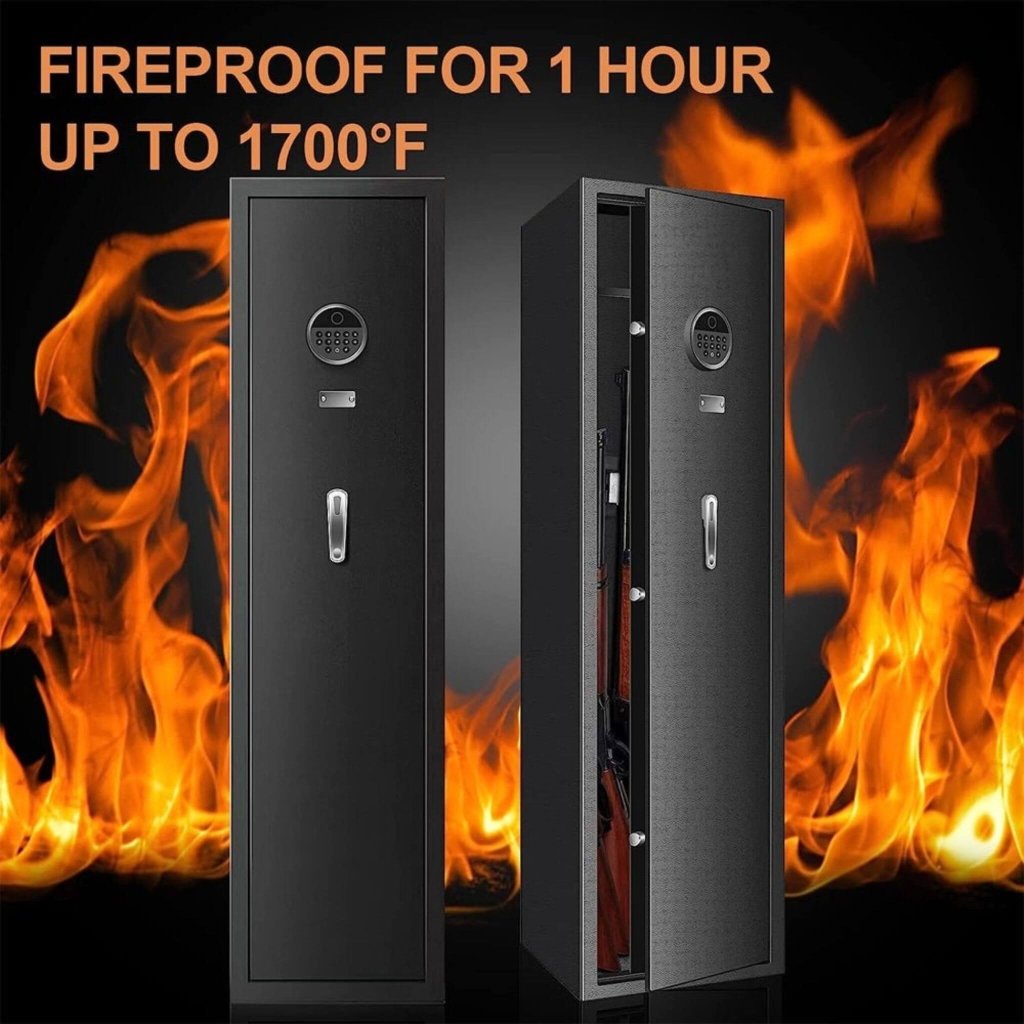 57" Heavy - Duty Anti - Theft Fireproof Biometric Gun Rifle Pistol Safe For Home, 11 - 12 Guns (SAK53816) - Bro Dreams