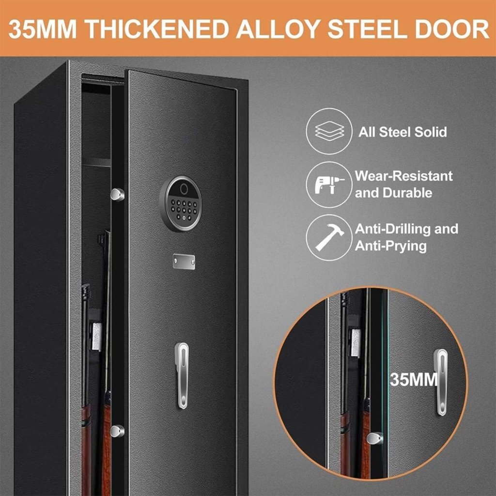 57" Heavy - Duty Anti - Theft Fireproof Biometric Gun Rifle Pistol Safe For Home, 11 - 12 Guns (SAK53816) - Bro Dreams
