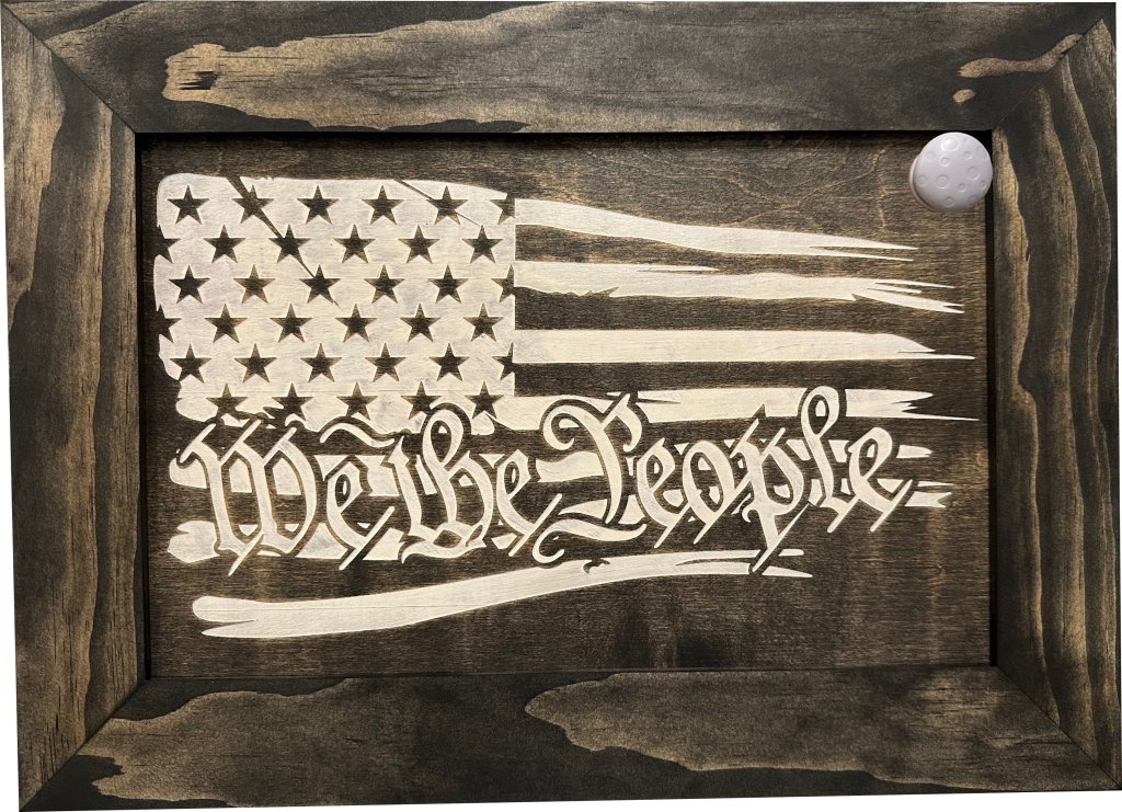 American Flag Gun Cabinet We The People Decorative and Secure Hidden Gun Safe (Black and White) - Bro Dreams