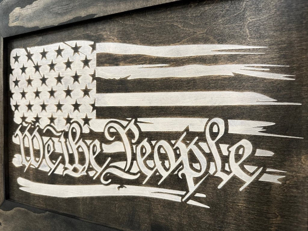 American Flag Gun Cabinet We The People Decorative and Secure Hidden Gun Safe (Black and White) - Bro Dreams