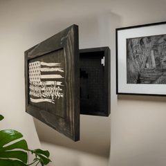 American Flag Gun Cabinet We The People Decorative and Secure Hidden Gun Safe (Black and White) - Bro Dreams