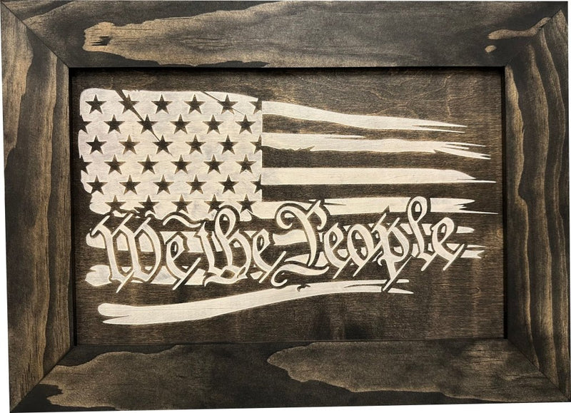 American Flag Gun Cabinet We The People Decorative and Secure Hidden Gun Safe (Black and White) - Bro Dreams