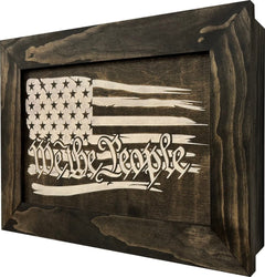 American Flag Gun Cabinet We The People Decorative and Secure Hidden Gun Safe (Black and White) - Bro Dreams