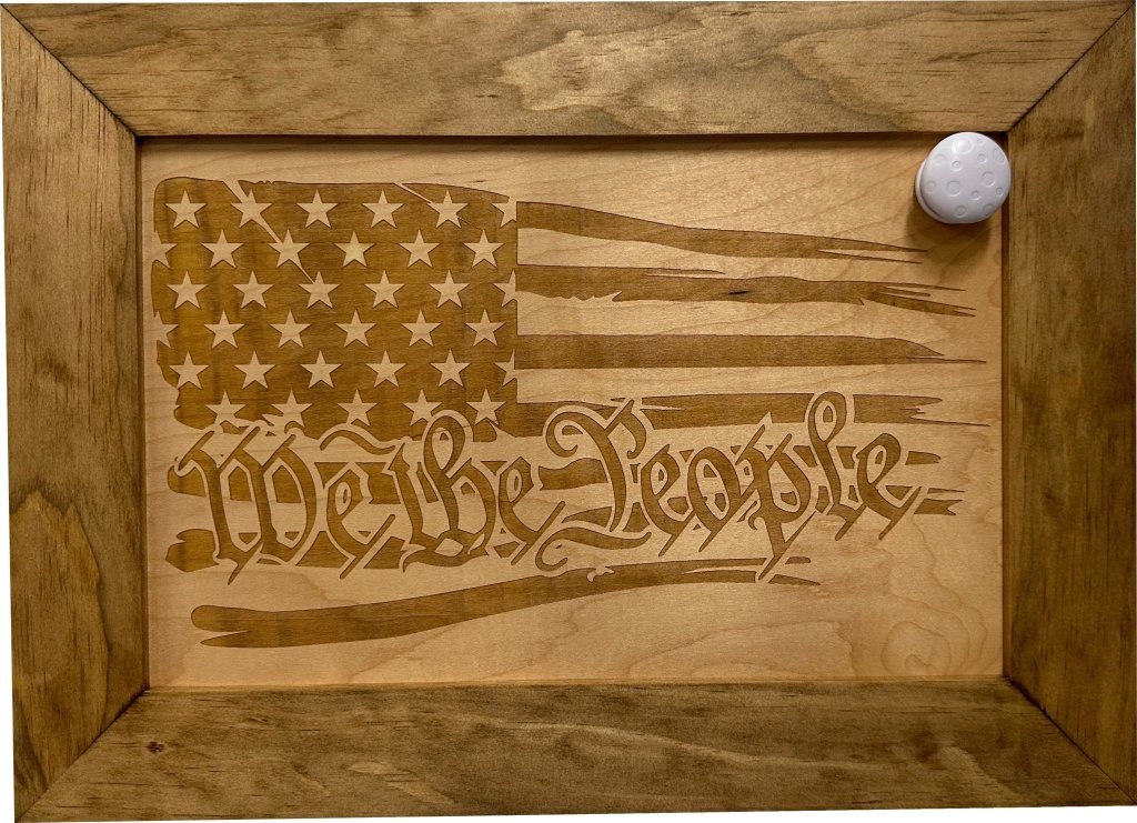 American Flag Gun Cabinet We The People Decorative and Secure Hidden Gun Safe (Natural) - Bro Dreams