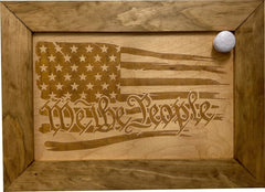 American Flag Gun Cabinet We The People Decorative and Secure Hidden Gun Safe (Natural) - Bro Dreams