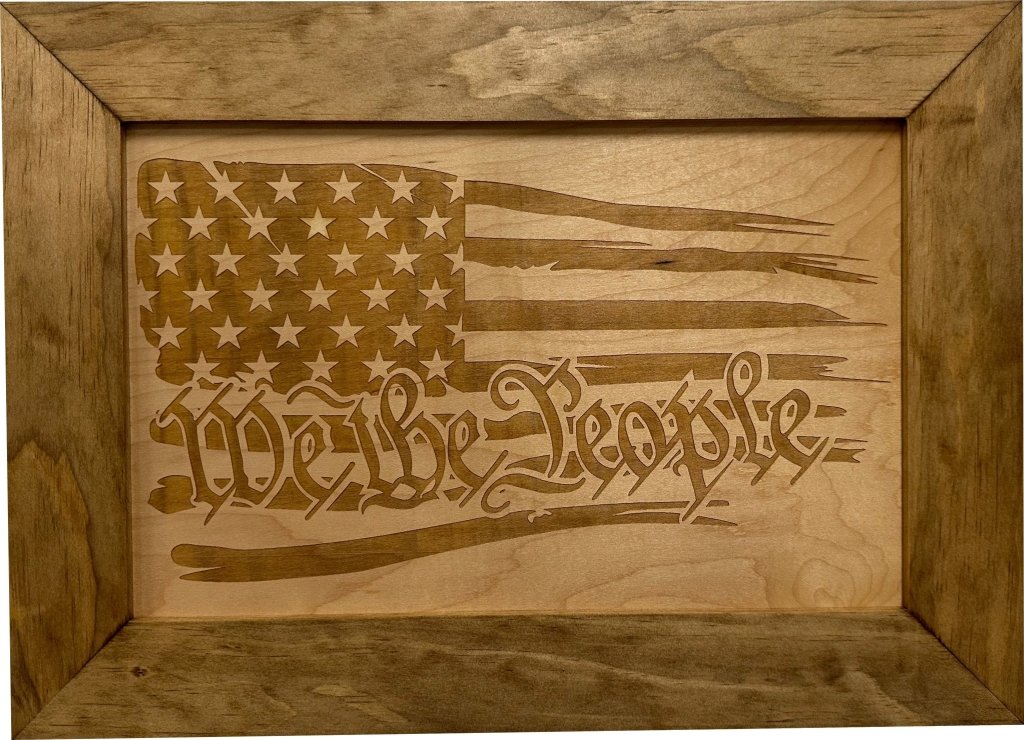 American Flag Gun Cabinet We The People Decorative and Secure Hidden Gun Safe (Natural) - Bro Dreams
