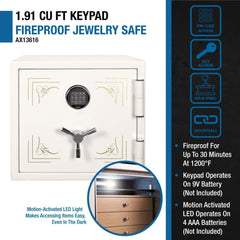Barska 1.91 CF White Fireproof Jewelry Safe With Digital Keypad Lock (SAK42861) - Bro Dreams