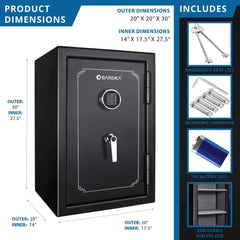 Barska 4.39 CF Heavy - Duty Steel Fireproof Safe Vault With Digital Keypad (SAK51786) - Bro Dreams