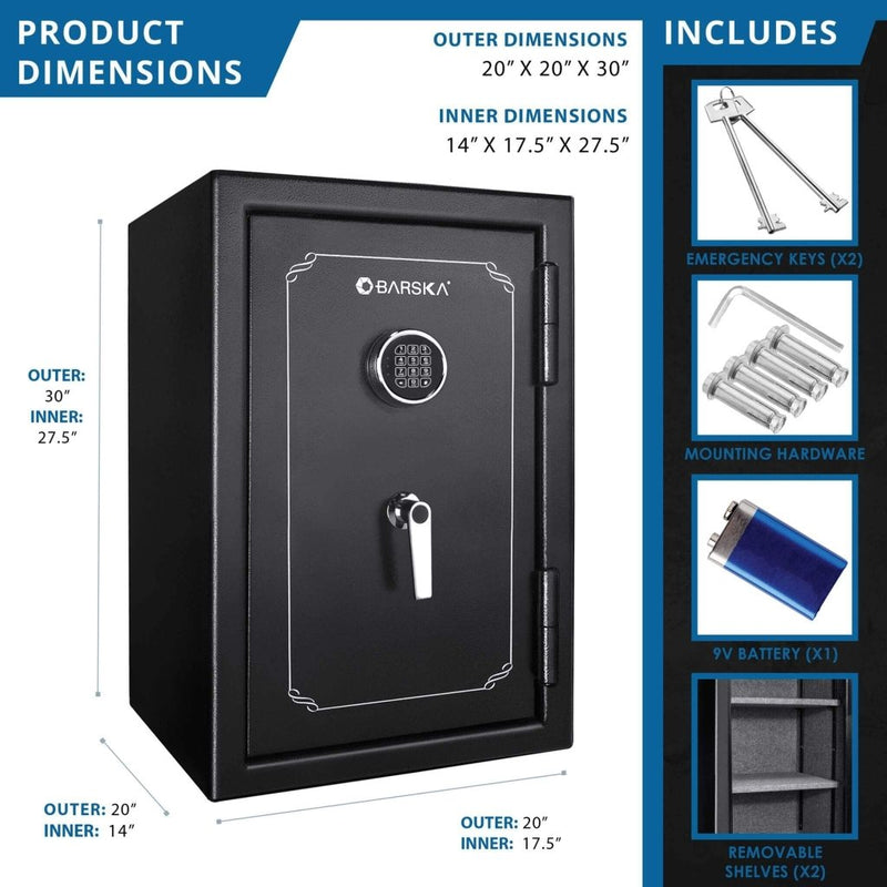Barska 4.39 CF Heavy - Duty Steel Fireproof Safe Vault With Digital Keypad (SAK51786) - Bro Dreams