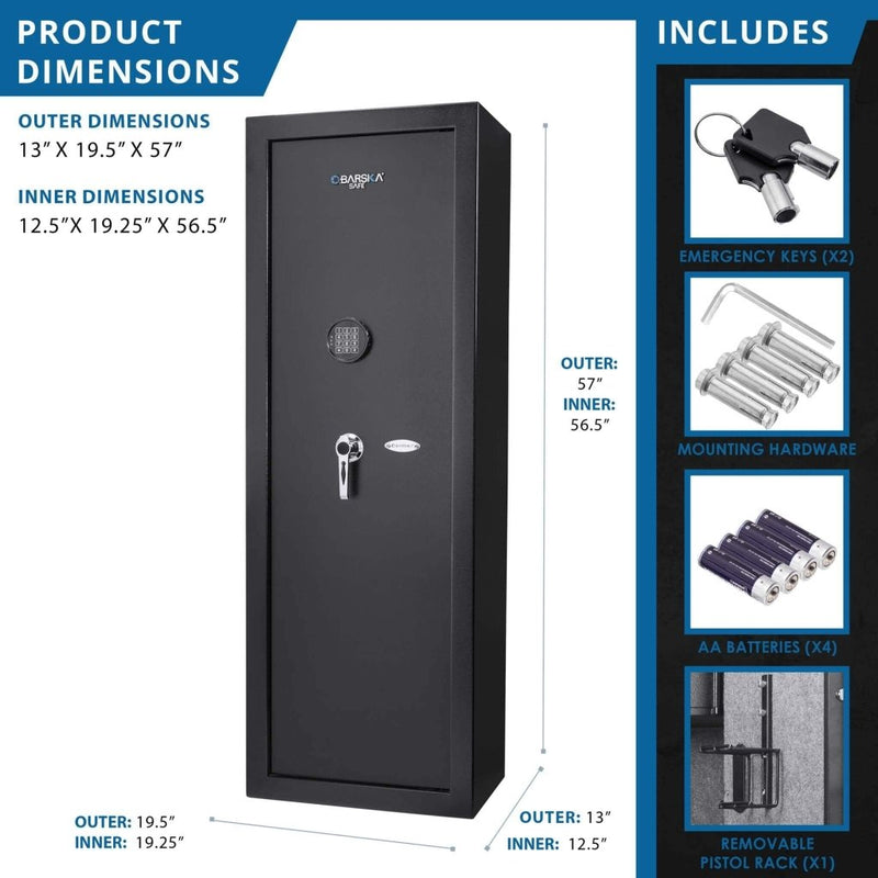 Barska 7.87 CF Extra - Large Rifle Gun Safe With Electronic Keypad And Secure Lock (SAK18420) - Bro Dreams
