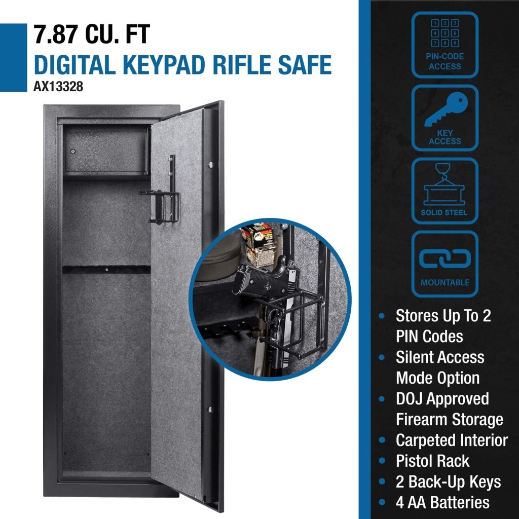 Barska 7.87 CF Extra - Large Rifle Gun Safe With Electronic Keypad And Secure Lock (SAK18420) - Bro Dreams