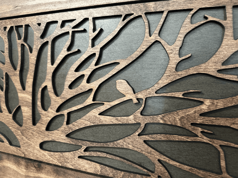 Birds in a Tree Large Gun Concealment Coat Rack - Handcrafted Wooden Gun Cabinets - Gun Shelf Hidden Storage for Rifles, Shotguns, & Handguns - Quick Access Hidden Wall Safe - Bro Dreams