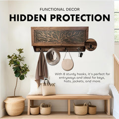 Birds in a Tree Large Gun Concealment Coat Rack - Handcrafted Wooden Gun Cabinets - Gun Shelf Hidden Storage for Rifles, Shotguns, & Handguns - Quick Access Hidden Wall Safe - Bro Dreams