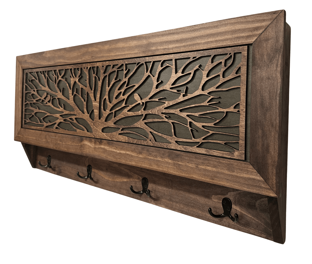 Birds in a Tree Large Gun Concealment Coat Rack - Handcrafted Wooden Gun Cabinets - Gun Shelf Hidden Storage for Rifles, Shotguns, & Handguns - Quick Access Hidden Wall Safe - Bro Dreams