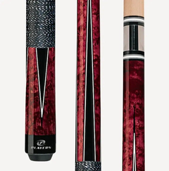 C.P.Dean Company Cue Stick 18oz Players Crimson Brdsye Mple w/Black/White Pts Graphic, Black and White Linen Wrap Cue Stick