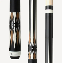 C.P.Dean Company Cue Stick 18oz Players Midnight Black w/Imt. Bone, Bacote & White Recon Graphic, Solid Black Linen Wrap Cue Stick