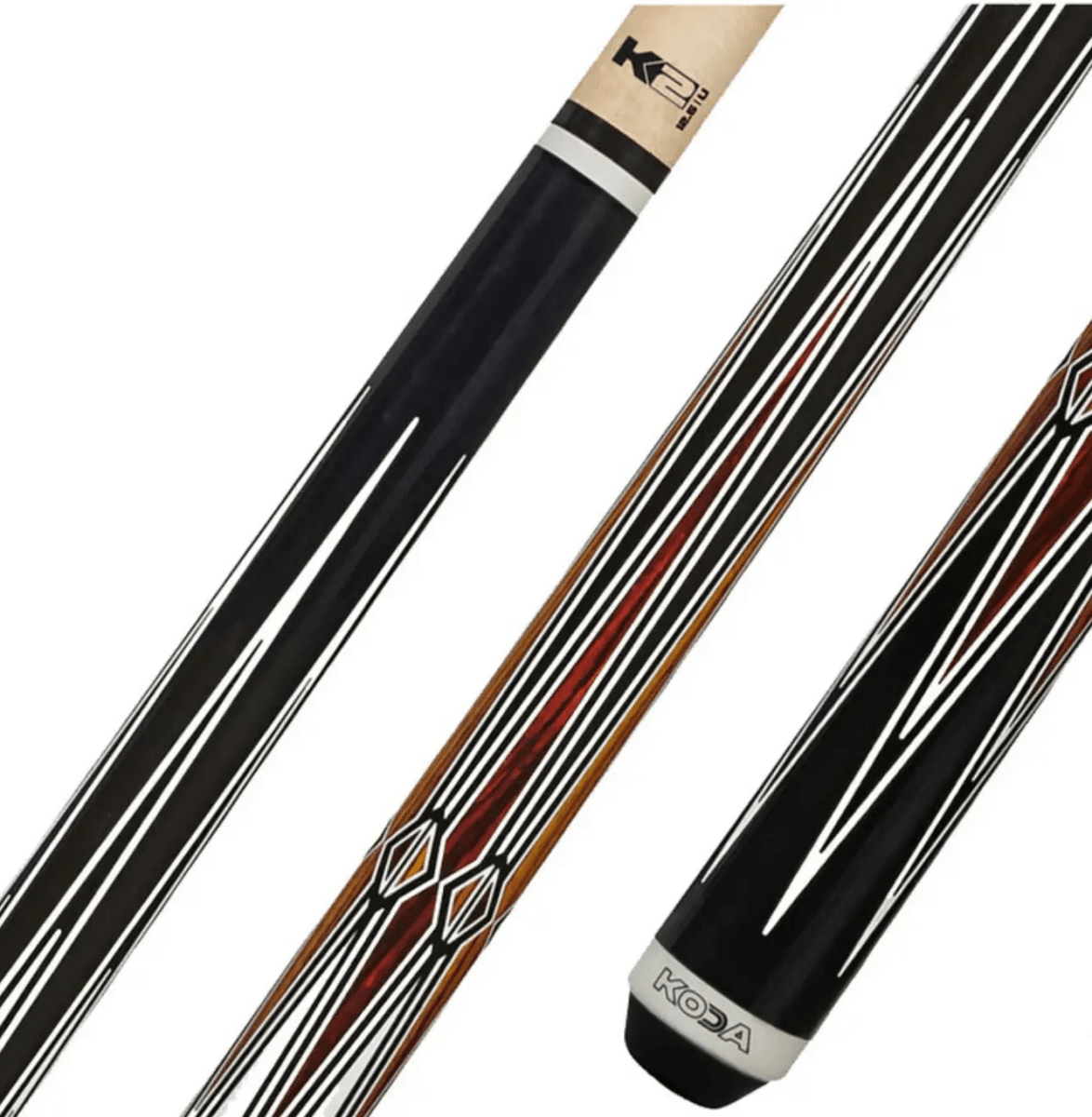 C.P.Dean Company Cue Stick K2 Cue Gloss Black, Cocobolo Points W/Wrapless White Wrap