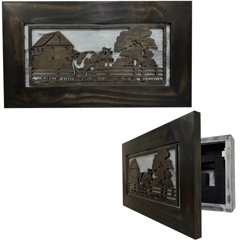 Decorative Cow Farm Wall - Mounted Secure Gun Cabinet - Gun Safe To Securely Store Your Gun & Home Self Defense Gear - Bro Dreams