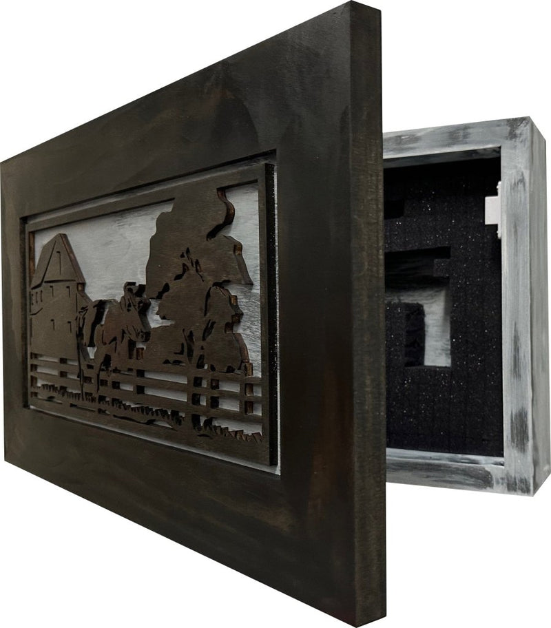 Decorative Cow Farm Wall - Mounted Secure Gun Cabinet - Gun Safe To Securely Store Your Gun & Home Self Defense Gear - Bro Dreams