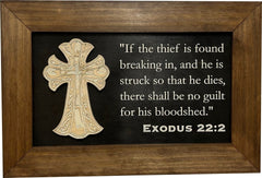 Decorative Gun Cabinet Wall - Mounted & Secure with a Cross and Exodus 22:2 - Gun safe To Securely Store Your Gun & Home Self Defense Gear - Bro Dreams