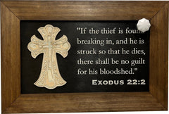 Decorative Gun Cabinet Wall - Mounted & Secure with a Cross and Exodus 22:2 - Gun safe To Securely Store Your Gun & Home Self Defense Gear - Bro Dreams