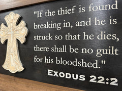 Decorative Gun Cabinet Wall - Mounted & Secure with a Cross and Exodus 22:2 - Gun safe To Securely Store Your Gun & Home Self Defense Gear - Bro Dreams