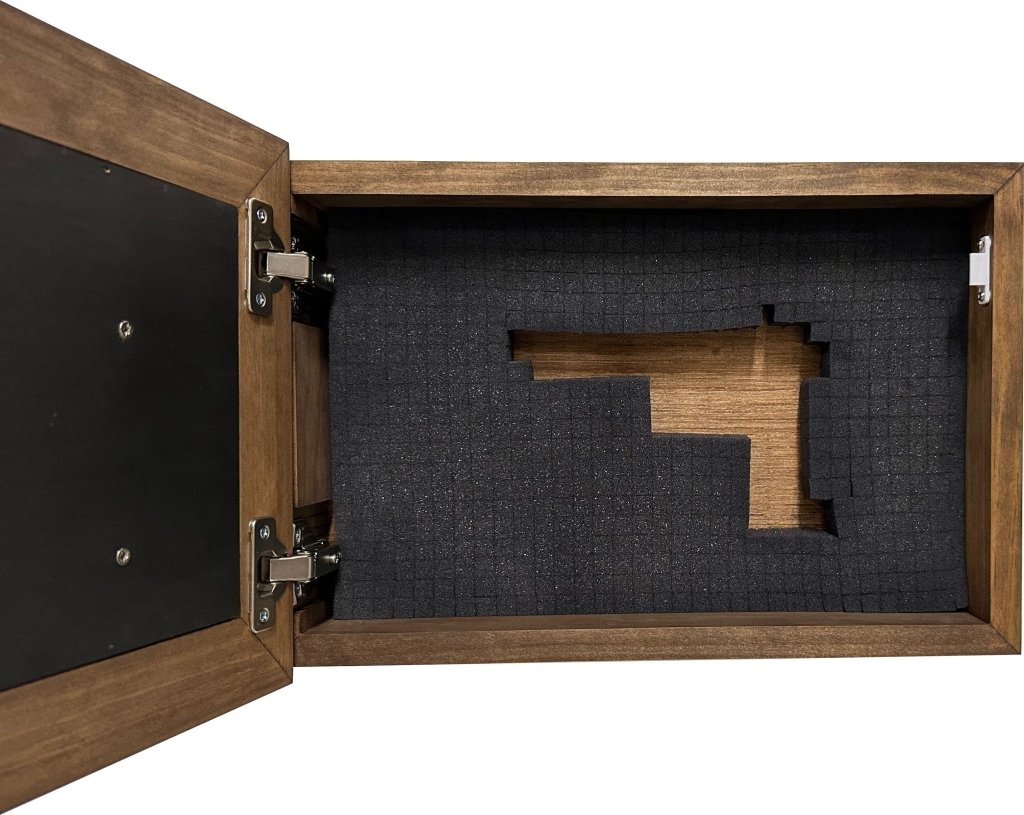 Decorative Gun Cabinet Wall - Mounted & Secure with a Cross and Exodus 22:2 - Gun safe To Securely Store Your Gun & Home Self Defense Gear - Bro Dreams