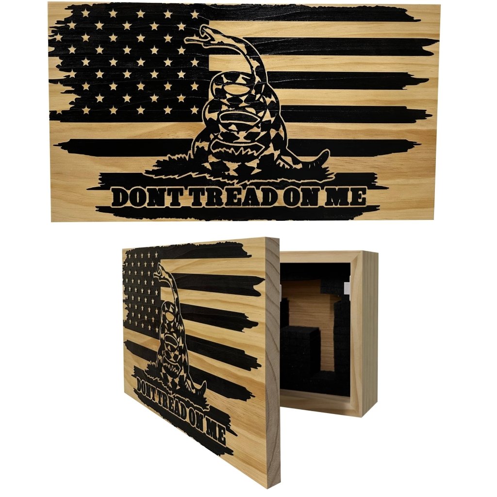 Dont Tread On Me Secure Decorative Wall - Mounted Gun Cabinet (Distressed) - Bro Dreams