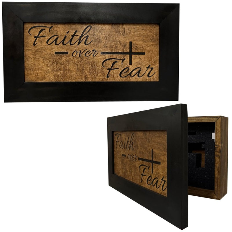 Faith Over Fear Decorative Wall - Mounted Secure Gun Cabinet - Bro Dreams