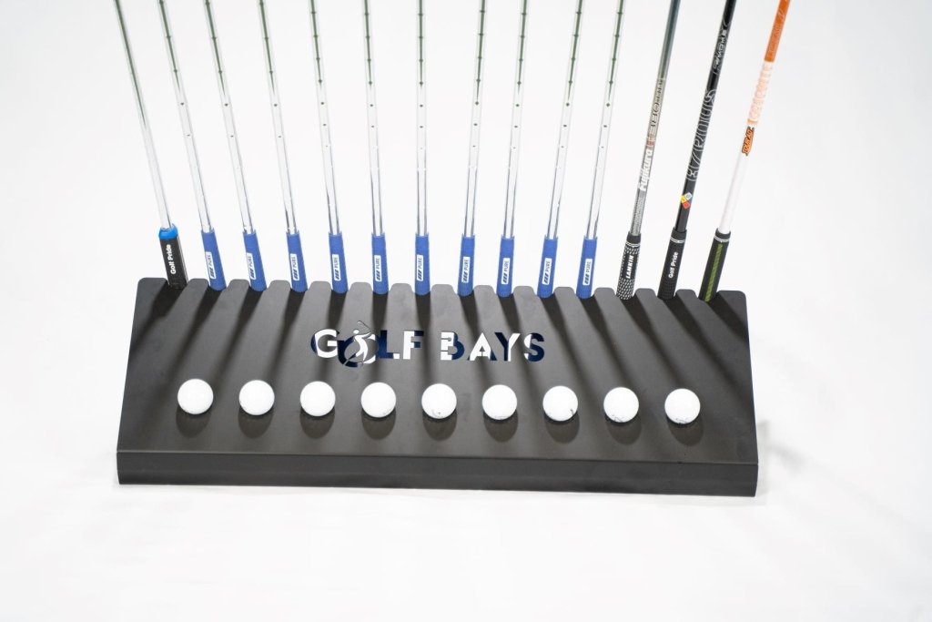 GolfBays Club Display Rack, Holds 14 Clubs & 9 Golf Balls , Indoor Golf Storage - Bro Dreams