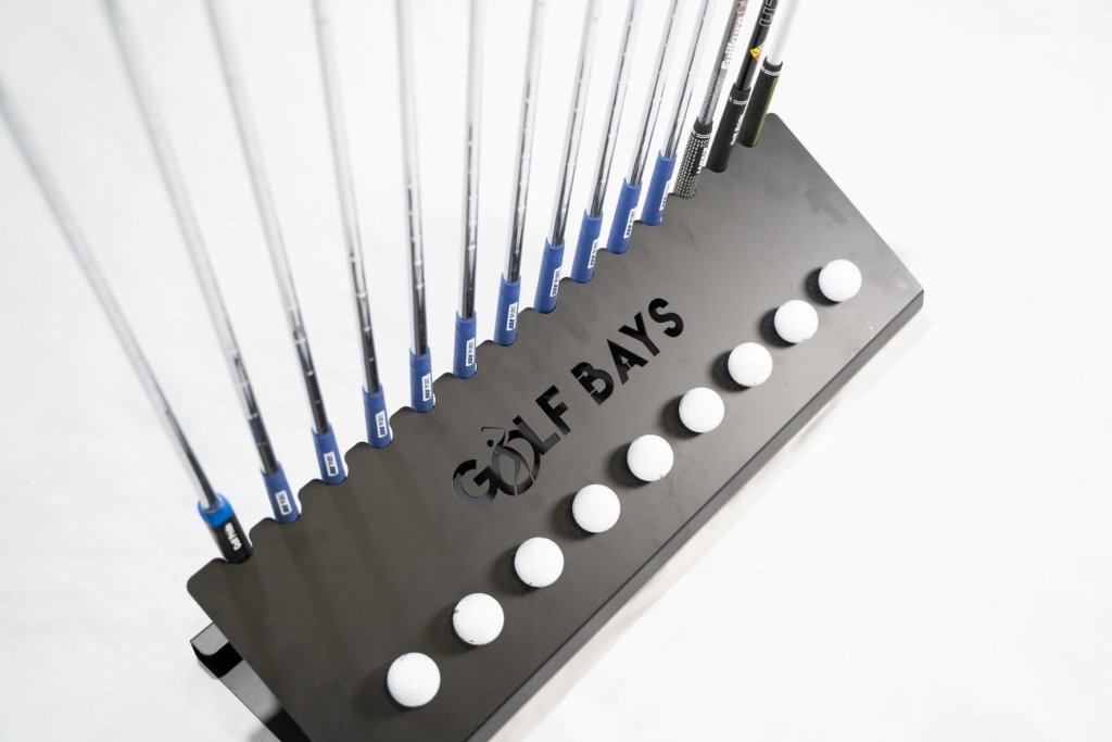 GolfBays Club Display Rack, Holds 14 Clubs & 9 Golf Balls , Indoor Golf Storage - Bro Dreams