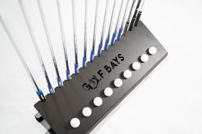 GolfBays Club Display Rack, Holds 14 Clubs & 9 Golf Balls , Indoor Golf Storage - Bro Dreams