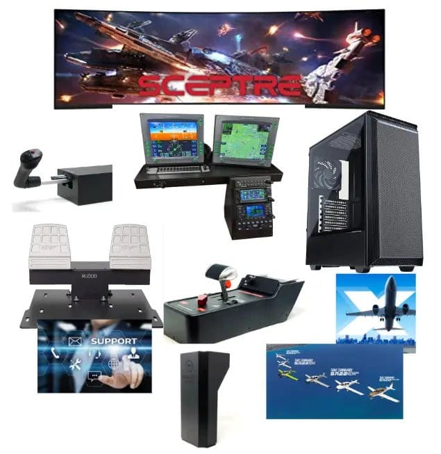 GTR Simulator Flight Simulator Package - Non Certified Avidyne GTN650 and GSN430 with DFC90 / Professional RSG Cirrus Console - Full System Package