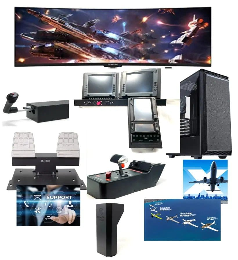 GTR Simulator Flight Simulator Package - Non Certified Avidyne GTN750 and GTN650 with DFC90 / Professional RSG Cirrus Console - Full System Package