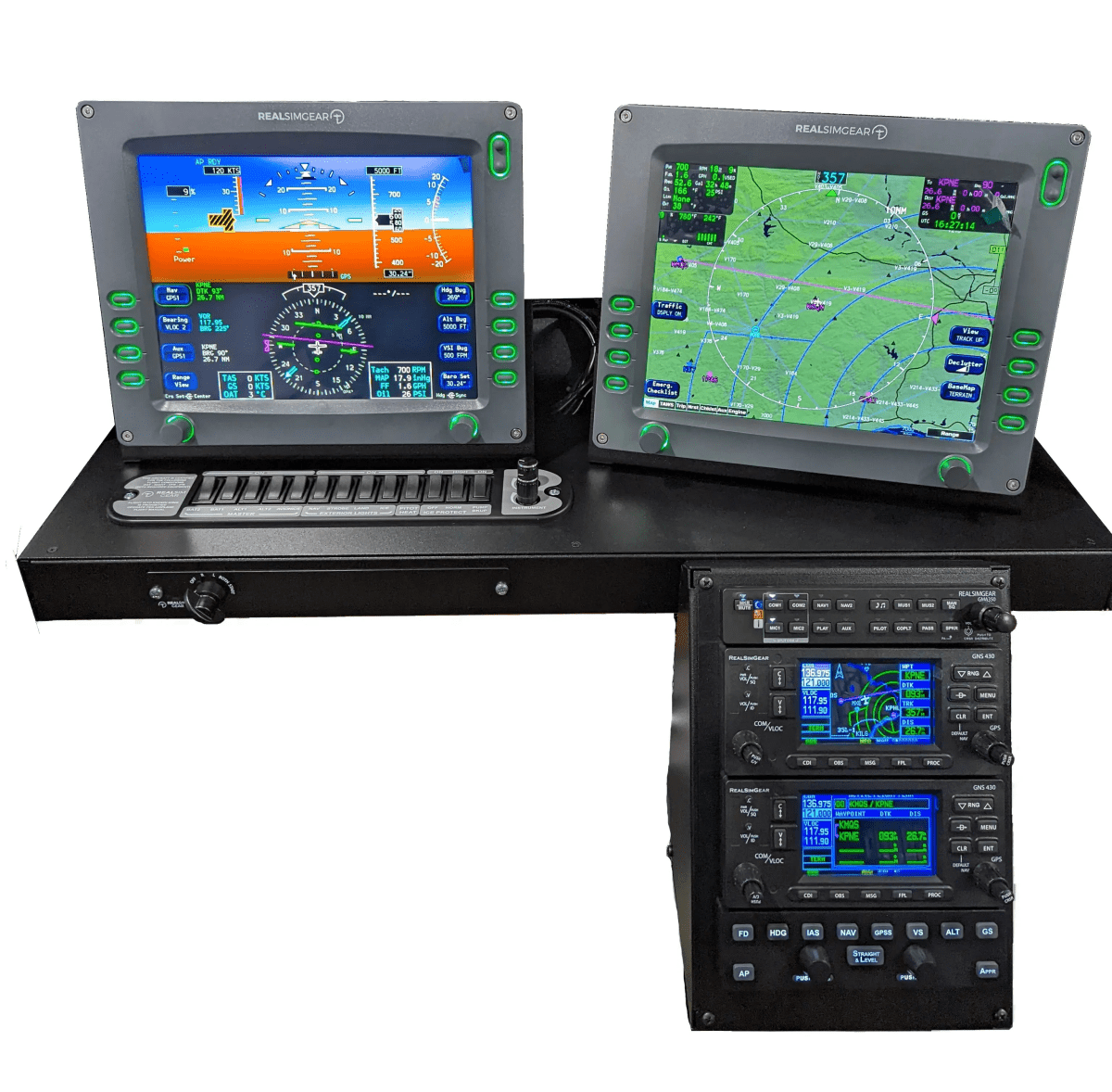 GTR Simulator Flight Simulator Package - Non Certified Entegra Dual GNS430+DFC90 / Other Throttle RSG Cirrus Desktop Console