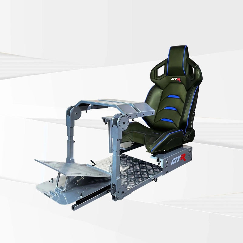 GTR Simulator Racing Simulator Cockpit Diamond Silver / Pista Black/Blue GTA™ Pro Model Racing Simulator